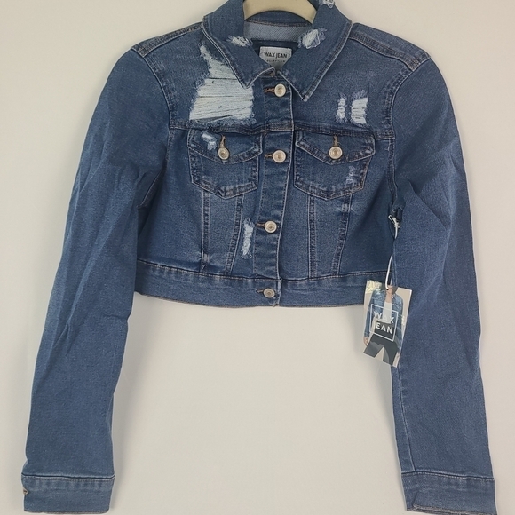 Wax Jean Jackets & Blazers - Women's NWT Wax Jean Stretch Denim Trucker Jacket Medium Wash Jacket Size Small